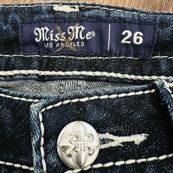 MISS ME Women's Blue Denim Ankle Jeans Sz 26 Embellished Skinny Low Rise Stretch - Picture 7 of 11